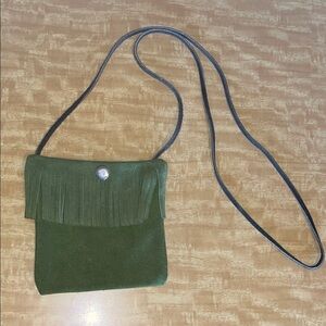 Source Unknown Olive Crossbody Bag with Fringe